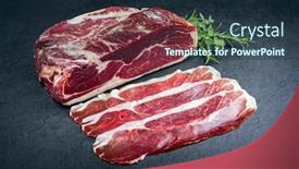  Presentation with dry - Audience pleasing presentation consisting of traditional dry cured and smoked ham offered on a black board backdrop and a tawny brown colored foreground