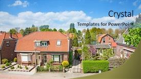  Presentation with area - Presentation design enhanced with houses in the rural area background and a light blue colored foreground