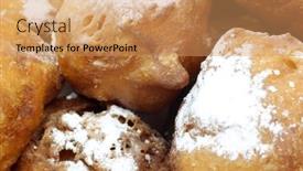  Presentation with powdered - Slides consisting of traditional-dutch-oliebollen-with-powdered background and a coral colored foreground