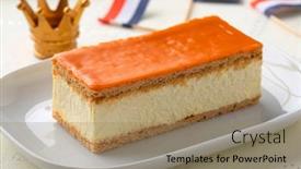  Presentation with dutch - Presentation theme having traditional-dutch-orange-tompouce-pastry background and a coral colored foreground