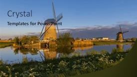  Presentation with unesco - Slide deck consisting of traditional-dutch-windmills-in-kinderdijk background and a teal colored foreground
