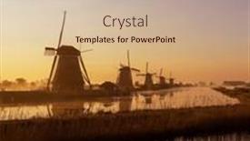  Presentation with unesco - Presentation theme having traditional-dutch-windmills-in-kinderdijk background and a mint green colored foreground