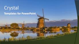  Presentation with unesco - Slide set enhanced with traditional-dutch-windmills-in-kinderdijk background and a teal colored foreground