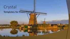  Presentation with unesco - PPT theme having traditional-dutch-windmills-in-kinderdijk background and a teal colored foreground
