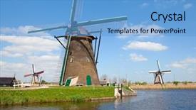  Presentation with dutch - PPT theme featuring traditional dutch windmills near kinderdijk background and a light blue colored foreground