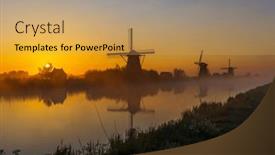  Presentation with dutch - PPT theme enhanced with traditional-dutch-windmills background and a yellow colored foreground