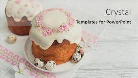  Presentation with easter - PPT layouts enhanced with holiday cookbook - traditional easter cakes background and a light gray colored foreground
