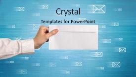  Presentation with coloured - Presentation design featuring traditional econimes - female hand holding coloured background and a light blue colored foreground