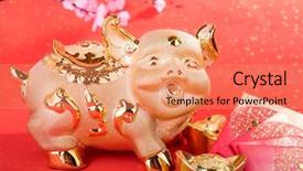  Presentation with piggy bank - Presentation theme enhanced with traditional econimes - golden piggy bank with red background and a coral colored foreground