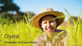  Presentation with paddy field - Beautiful theme featuring traditional econimes - portrait of a young asian backdrop and a gold colored foreground