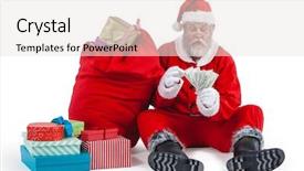  Presentation with next - Slide deck with traditional econimes - santa claus sitting next background and a sky blue colored foreground