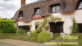  Presentation with english - PPT theme having traditional english country thatched cottage background and a tawny brown colored foreground