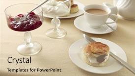  Presentation with milk tea - Slide deck with traditional english cream tea background and a soft green colored foreground