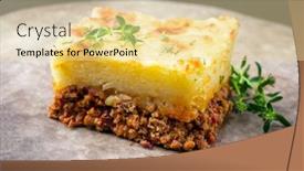  Presentation with english - PPT theme having traditional-english-shepherd-pie-offered background and a blonde colored foreground