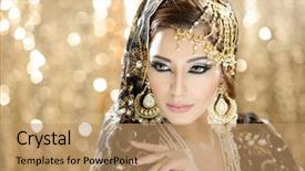  Presentation with indian traditional - Slide set having traditional ethnic asian indian bridal background and a coral colored foreground