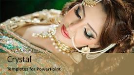  Presentation with indian traditional - Presentation theme featuring traditional ethnic asian indian bridal background and a coral colored foreground