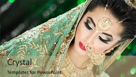  Presentation with indian traditional - Audience pleasing slides consisting of traditional ethnic indian asian bridal backdrop and a coral colored foreground