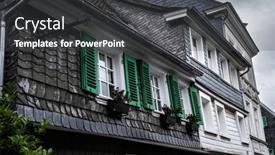  Presentation with green house - Presentation theme consisting of traditional-exterior-of-germany-slate background and a dark gray colored foreground