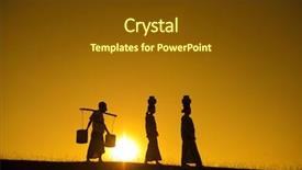  Presentation with myanmar bagan - PPT theme featuring traditional farmers carrying clay pot background and a tawny brown colored foreground