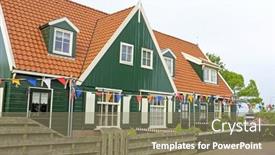  Presentation with house - Presentation theme enhanced with traditional-farmers-house-decorated background and a coral colored foreground