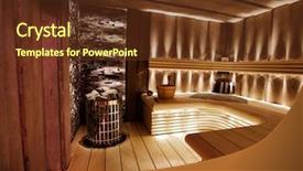  Presentation with traditional wood - Slide set featuring traditional finnish sauna made background and a tawny brown colored foreground