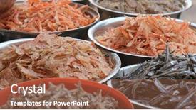  Presentation with large market - Theme featuring traditional fish market stall selling background and a tawny brown colored foreground