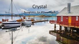  Presentation with fisherman - Colorful slide set enhanced with traditional fisherman houses rorbu backdrop and a light blue colored foreground