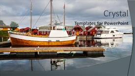  Presentation with fisherman - Beautiful PPT theme featuring traditional fisherman houses rorbu and boats at haholmen island norway backdrop and a light gray colored foreground
