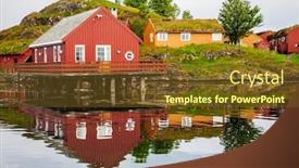  Presentation with fisherman - Slide set enhanced with traditional fisherman houses rorbu background and a tawny brown colored foreground