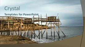  Presentation with fishing net - Theme consisting of traditional-fisherman-hut-on-stilts and a sky blue colored foreground