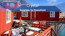  Presentation with traditional - Slide set having traditional-fishermen-cabins-in-lofoten background and a teal colored foreground