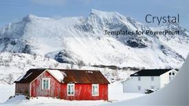  Presentation with traditional - PPT layouts featuring traditional-fishermen-cabins-in-lofoten background and a light blue colored foreground