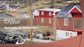  Presentation with traditional - Cool new slides with traditional-fishermen-cabins-in-lofoten backdrop and a coral colored foreground