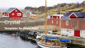  Presentation with traditional - Theme enhanced with traditional-fishermen-cabins-in-lofoten background and a coral colored foreground
