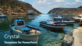  Presentation with fishing boat - PPT theme having traditional-fishing-boat-floating background and a  colored foreground