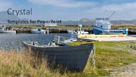  Presentation with newfoundland - Audience pleasing PPT layouts consisting of traditional-fishing-boats-moored backdrop and a light blue colored foreground