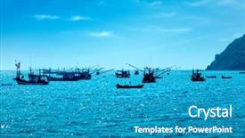  Presentation with sea fishing - Colorful presentation theme enhanced with traditional fishing boats on gulf backdrop and a teal colored foreground