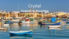  Presentation with malta - Presentation design enhanced with traditional-fishing-boats background and a teal colored foreground