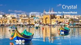  Presentation with fishing boats - Audience pleasing presentation design consisting of traditional-fishing-boats backdrop and a teal colored foreground