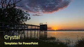  Presentation with hut - PPT layouts consisting of traditional-fishing-hut-on-river background and a wine colored foreground