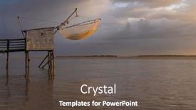  Presentation with hut - Presentation design having traditional-fishing-hut-on-river background and a dark gray colored foreground