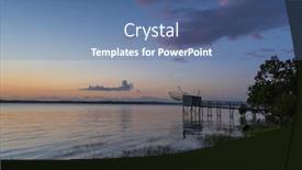  Presentation with hut - Presentation consisting of traditional-fishing-hut-on-river background and a ocean colored foreground