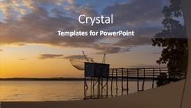  Presentation with hut - Slide deck having traditional-fishing-hut-on-river background and a gray colored foreground