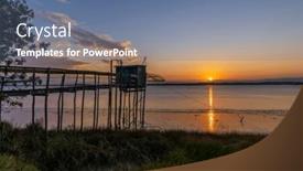  Presentation with hut - Presentation theme with traditional-fishing-hut-on-river background and a ocean colored foreground