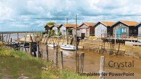  Presentation with france - Slides consisting of traditional-fishing-village-bassin-d background and a coral colored foreground