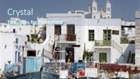  Presentation with greek islands - Slide deck consisting of traditional fishing village in paros greek islands background and a ocean colored foreground