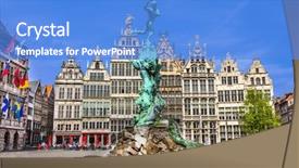  Presentation with architecture city - Slide set enhanced with traditional flemish architecture in belgium background and a teal colored foreground