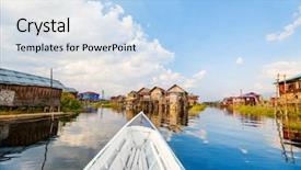  Presentation with floating - Beautiful slides featuring traditional floating village on inle backdrop and a  colored foreground