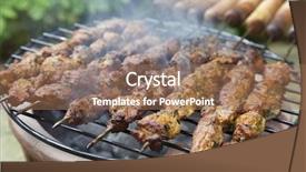  Presentation with moroccan arc - Colorful theme enhanced with traditional food - baking moroccan lamb kebab backdrop and a coral colored foreground