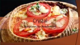  Presentation with onion - Presentation theme featuring traditional food - tradition french bacon quiche background and a coral colored foreground